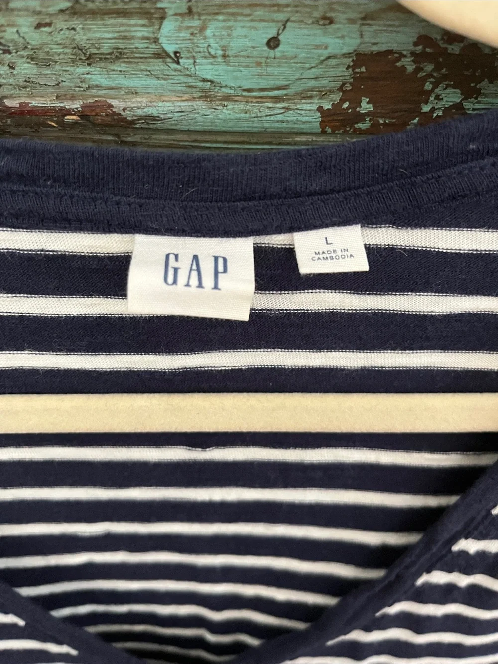 GAP Navy and White Striped V-Neck Swim Cover-Up